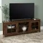 Walker Edison Portsmouth Classic 2 Glass Door TV Stand for TVs up to 80 Inches, 70 Inch, Walnut Brown