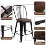 COSTWAY Tolix Style Dining Stools with Wood Seat and Backrest, Industrial Metal Counter Height Stool, Modern Kitchen Dining Bar Chairs Rustic, Copper COSTWAY Tolix Style Dining Stools with Wood Seat and Backrest, Industrial Metal Counter Height Stool, Modern Kitchen Dining Bar Chairs Rustic, Copper