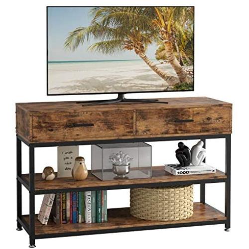 IRONCK Industrial TV Stand for 55 Inch TV with Drawers, TV Stand Console Table Entertainment Center for Living Room, 47.2x15.7x29.5 Inches, Vintage Brown