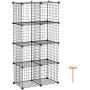 C&AHOME Wire Storage Cubes, Metal Grids Bookshelf, Modular Shelving Units, Stackable Bookcase, 8 Cubes Closet Organizer for Home, Office, Kids Room, 24.8'' L x12.4 W x 48.4'' H Black