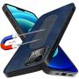 Neeliup Compatible with iPhone 12/12 Pro Magnetic Case, [Invisible Metal Plate Support Magnetic Car Mount][Premium PU Leather] Soft Silicone Bumper Ultra Slim Shockproof 6.1'' Cover-Blue