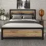SHA CERLIN Queen Bed Frame with Modern Wooden Headboard/Heavy Duty Platform Metal Bed Frame with Square Frame Footboard & 12 Strong Steel Slat Support/No Box Spring Needed SHA CERLIN Queen Bed Frame with Modern Wooden Headboard/Heavy Duty Platform Metal Bed Frame with Square Frame Footboard & 12 Strong Steel Slat Support/No Box Spring Needed