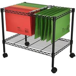 Finnhomy Premium 1-Tier Metal Rolling File Cart for Letter Size and Legal Size Folder, Black