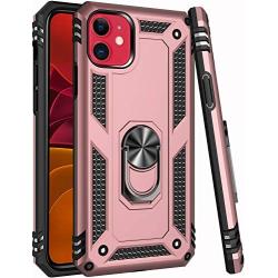 iPhone 11 Case,15ft Drop Tested,LUMARKE Military Grade Shockproof Dual Layer Plastic TPU Cover with Metal Kickstand Protective Phone Case for iPhone 11 6.1 inch 2019 Brass