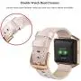 SWEES Leather Bands Compatible with Fitbit Blaze Smart Watch, Genuine Leather Replacement Band with Metal Frame Small & Large for Women Men, Champagne Gold, Rose Gold, Black, Brown, White, Grey, Beige