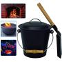 EasyGoProducts EGP Mini Bucket with Shovel and Lid – Metal Hot Wood Ash Pail-Firepl, Black