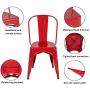 BONZY HOME Metal Dining Chairs, Stackable Side Chairs with Back, Indoor Outdoor Use Chair for Farmhouse, Patio, Restaurant, Kitchen, Set of 4 (Red)