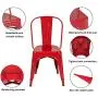 BONZY HOME Metal Dining Chairs, Stackable Side Chairs with Back, Indoor Outdoor Use Chair for Farmhouse, Patio, Restaurant, Kitchen, Set of 4 (Red)