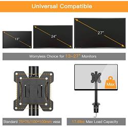 ErGear Monitor Mount for 13-27'' Computer Screens, Improved LCD/LED Monitor Riser, Height/Angle Adjustable Single Desk Mount Stand,Holds up to 17.6lbs, Black - EGCM12