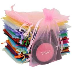 Tojwi 50pcs Organza Bags-Mix Color 3.54x4.33(9x11cm) Satin Drawstring Organza Pouch Wedding Party Favor Gift Bag Jewelry Watch Bags