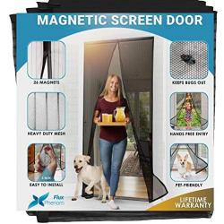 Flux Phenom Reinforced Magnetic Screen Door - Fits Doors up to 38 x 82 Inches (Black)