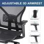 SUNNOW Ergonomic Office Chair Computer Mesh Chair with Adjustable Lumbar Support, Sliding Seat, Headrest, 3D Armrest-High Back Swivel Task Executive Chair for Home Office