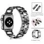 OULUCCI Stainless Steel Band Compatible Apple Watch Band 38mm 40mm Women Iwatch Series 6, SE, Series 5, Series 4, Series 3, Series 2 1 Accessories Metal Wristband D-Shape Sport Strap BLACK