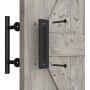 SMARTSTANDARD 12 Inch Sliding Barn Door Handle, Pull and Flush Hardware Set, Black Powder Coated Finish, Large Rustic Two-Side Design