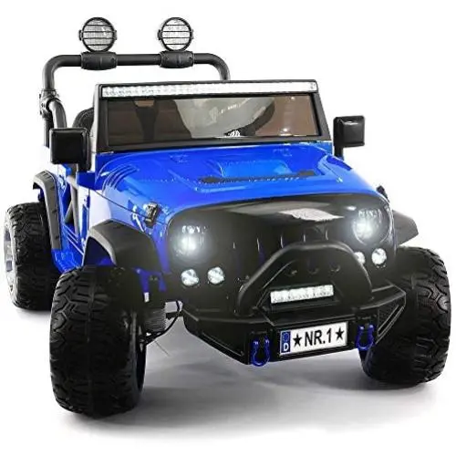 Two (2) Seater Ride On Kids Car Truck w/ Remote | Large 12V Battery Licensed Kid Car to Drive 3 Speeds, Leather Seat, MP3 Music by Bluetooth, FM Radio, Rubber Tires Two (2) Seater Ride On Kids Car Truck w/ Remote | Large 12V Battery Licensed Kid Car to Drive 3 Speeds, Leather Seat, MP3 Music by Bluetooth, FM Radio, Rubber Tires