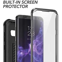 YOUMAKER Kickstand Case for Galaxy S8 Plus, Full Body with Built-in Screen Protector Heavy Duty Protection Shockproof Rugged Cover for Samsung Galaxy S8 Plus 6.2 inch - Black/Black