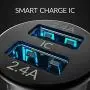 Crave Metal Car Charger [24W 4.8A 2 Port Dual USB] Zinc Alloy Universal Compact 12 Volt Charger, Smart Charge IC Technology - Black