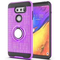 LG V35 Case,LG V35 ThinQ / V30 / LG V30S / LG V30 Plus Case with HD Phone Screen Protector,Ymhxcy 360 Degree Rotating Ring & Bracket Dual Layer Resistant Back Cover for LG V30 +ZH Purple