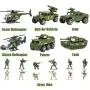 18 Pack Die-cast Military Vehicles Sets,6 Pack Assorted Alloy Metal Army Models Car Toys and 12 Pack Soldier Army Men, Mini Army Toy Tank,Panzer,Anti-Air Vehicle,Helicopter Playset for Kids Boys