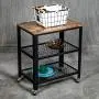 VINEXT 3-Tier Kitchen Serving Cart, Industrial Rolling Cart on Wheels, Simple and Convenient Storage Rack for Living Room, Vintage Style Wooden Board, Stable Metal Frame VINEXT 3-Tier Kitchen Serving Cart, Industrial Rolling Cart on Wheels, Simple and Convenient Storage Rack for Living Room, Vintage Style Wooden Board, Stable Metal Frame