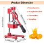 Slendor Commercial Citrus Juicer Manual Fruit Juicer and Orange Squeezer Metal Hand Press Juice, Heavy Duty Orange Juicer Lemon Lime Squeezer Pomegranate Premium Quality with Bonus Skimmer Spoon
