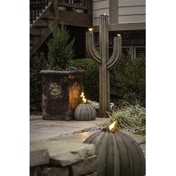 Desert Steel Saguaro Cactus Torch - (Large - 25”W x 78”H x 9”D) - Outdoor Metal Yard Art & Lawn Decoration