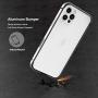 Slim Thin Phone Case Compatible with iPhone 12 Pro Max, Metal Bumper Cover with Soft TPU Inner [No Signal Interference][Support Wireless Charging] Compatible for iPhone 12 Pro Max, Silver