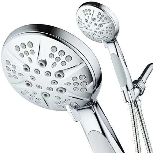 NOTILUS Giant High-Pressure 6-setting Luxury Rain/Handheld Shower Head - Anti-Slip Grip, Metal Fittings, Anti-Clog Jets, Heavy-Duty Stainless Steel Hose - All-Chrome Finish NOTILUS Giant High-Pressure 6-setting Luxury Rain/Handheld Shower Head - Anti-Slip Grip, Metal Fittings, Anti-Clog Jets, Heavy-Duty Stainless Steel Hose - All-Chrome Finish