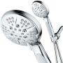 NOTILUS Giant High-Pressure 6-setting Luxury Rain/Handheld Shower Head - Anti-Slip Grip, Metal Fittings, Anti-Clog Jets, Heavy-Duty Stainless Steel Hose - All-Chrome Finish