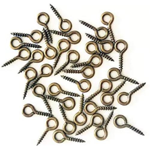 IDEALSV Small Screw Eyes Pin Hook Eyelets Screw Threaded Key Chain Hooks 12 x 5mm Mini Screw Eyes Pin Hoop for Jewelry Making Bronze 300 Pack