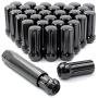 Wheel Accessories Parts Set of 32 2.0'' Long Truck Small Diameter Lug Nut Closed End Bulge Acorn 7 Spline (M14 x 1.5, Black)