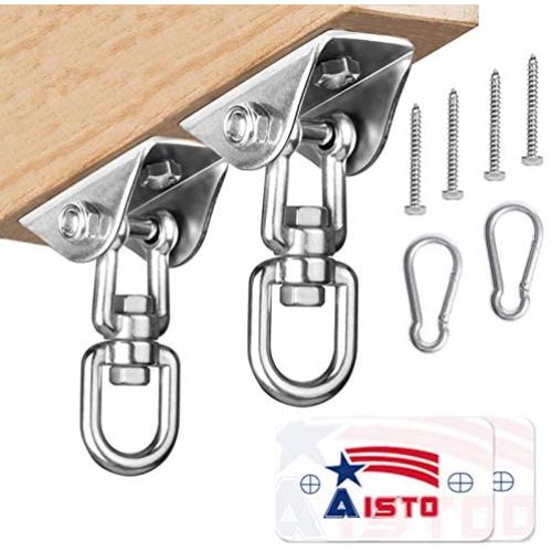 Aisto Heavy Duty Swing Hangers for Wooden Sets 1000 LB Capacity 360 Swivel Stainless Steel Swing Hardware 2 Packs for Porch / Playground / Yoga / Heavy Bag