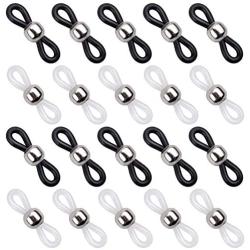 Jdesun 20 Pieces Eyeglass Chain Ends,Adjustable Metal Silver Bead Rubber Ends Connectors for Eye Glasses Holder Necklace Chain