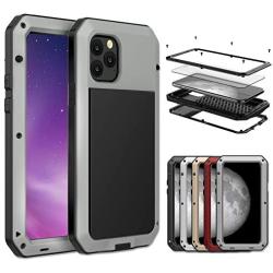 iPhone 11 Pro Max Case, CarterLily Full Body Shockproof Dustproof Waterproof Aluminum Alloy Metal Gorilla Glass Cover Case for Apple iPhone 11 Pro Max 6.5 inch (Silver)