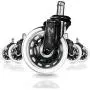 Office Chair Caster Wheels for All Floors - Set of 5 Silicone Replacements with Universal Fit Standard Stem Diameter