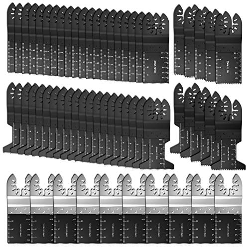 Littlegrass 60 Pack Professional Upgrade Wood/Bi-Metal Oscillating Saw Blades Universal Quick Release Multitool Tool Blade Japan Tooth for Bosch, Craftsman, Fein, Ridgid, Tch, Makita