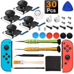 iiwey 4-Pack 3D Replacement Joystick Analog Thumb Stick for Nintendo Switch Joy-Con, Come with 2 Pack Metal Latch and Y1.5 Original Screwdrivers, Replacement for Switch Joycon Joystick to Fix Drift.