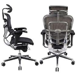 Ergohuman High Back Swivel Chair with Headrest, Black Mesh & Chrome Base