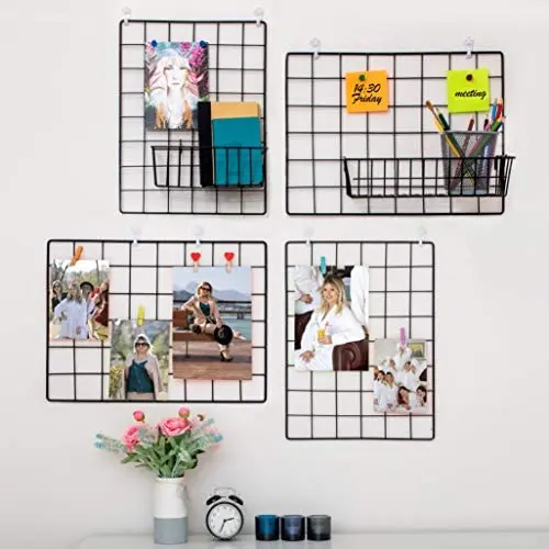 4 Pack Wall Grid Wire Panel | Photos & Pictures Display Gridwall | Metal, Black & Magnetic Panels | Mesh Storage Organizer Rack | Hanging Home, Office & Kitchen Decor 4 Pack Wall Grid Wire Panel | Photos & Pictures Display Gridwall | Metal, Black & Magnetic Panels | Mesh Storage Organizer Rack | Hanging Home, Office & Kitchen Decor