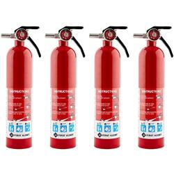 First Alert HOME1 Rechargeable Home Fire Extinguisher 4-Pack, Red | UL Rated 1-A:10-B:C | All-Metal Fire Extinguisher with Pull Pin & Safety Seal | U.S. Coast Guard Approved for Marine Use