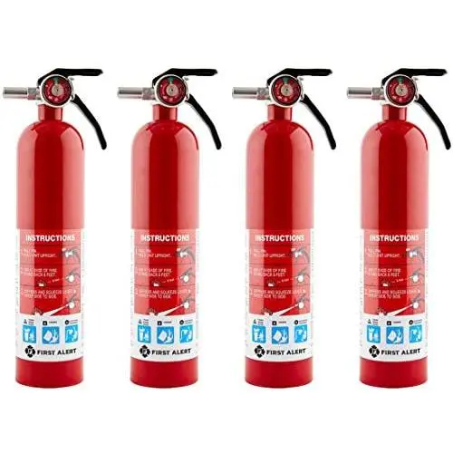 First Alert HOME1 Rechargeable Home Fire Extinguisher 4-Pack, Red | UL Rated 1-A:10-B:C | All-Metal Fire Extinguisher with Pull Pin & Safety Seal | U.S. Coast Guard Approved for Marine Use First Alert HOME1 Rechargeable Home Fire Extinguisher 4-Pack, Red | UL Rated 1-A:10-B:C | All-Metal Fire Extinguisher with Pull Pin & Safety Seal | U.S. Coast Guard Approved for Marine Use