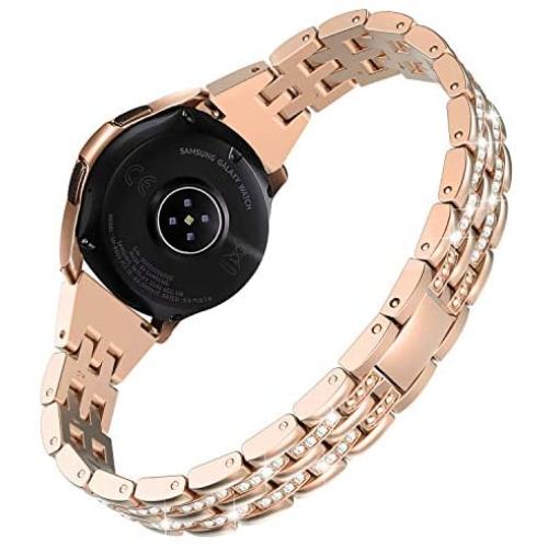 Wearlizer Bling Band Compatible with Samsung Galaxy Watch 42mm/Active 2 40mm/Samsung Galaxy Watch 3 41mm for Women,Metal Jewelry Strap Wristband for Samsung Watch Active/Samsung Gear S2 Classic
