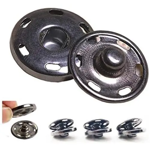 50 Sets Sew-on Snap Buttons, Metal Snaps Fasteners Press Studs Buttons for Sewing Clothing, 3/4'' 19mm(Gun Black)