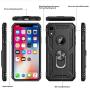 LeYi Compatible for iPhone XR Case with Tempered Glass Screen Protector [2Pack] for Women Men Teens, [Military-Grade] Protective Phone Case with Ring Kickstand for Apple iPhone XR 10 10 XR, Black