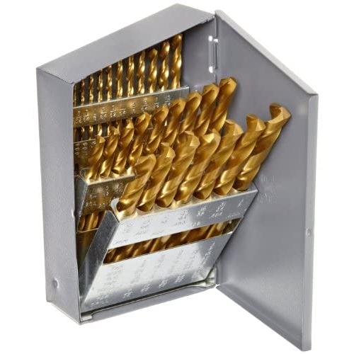 Chicago Latrobe 69870 2550 Series Cobalt Steel Jobber Length Drill Bit Set With Metal Case, TiN Coated, 135 Degree Split Point, Inch, 29-piece, 1/16'' - 1/2'' in 1/64'' increments