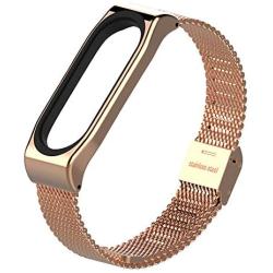 PINHEN Bands for Mi Band 5 Strap,Compatible with Xiaomi Mi Band 3 / Mi Band 4 /Mi Band 5 Wristbands Metal Replacement Adjustable Wrist Straps for Mi Fitness Tracker Smart Band (Rose Gold)