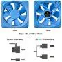 Vetroo DF120 120mm Case Fan White LED Lighting PC Cooling Fan w/Blue Fan Frame for Radiator/CPU Cooler/Computer Case