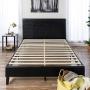 Best Choice Products Faux Leather Upholstered Queen Size Modern Platform Bed Frame Mattress Support w/Wood Slats, Metal Frame, Headboard, Footboard, Black