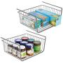 mDesign Household Metal Under Shelf Hanging Storage Bin Basket with Open Front for Organizing Kitchen Cabinets, Cupboards, Pantries, Shelves - Large, 2 Pack - Graphite Gray