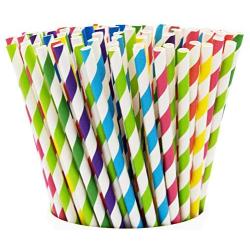 Paper Drinking Straws [200 Pack] 100% Biodegradable - Assorted Colors